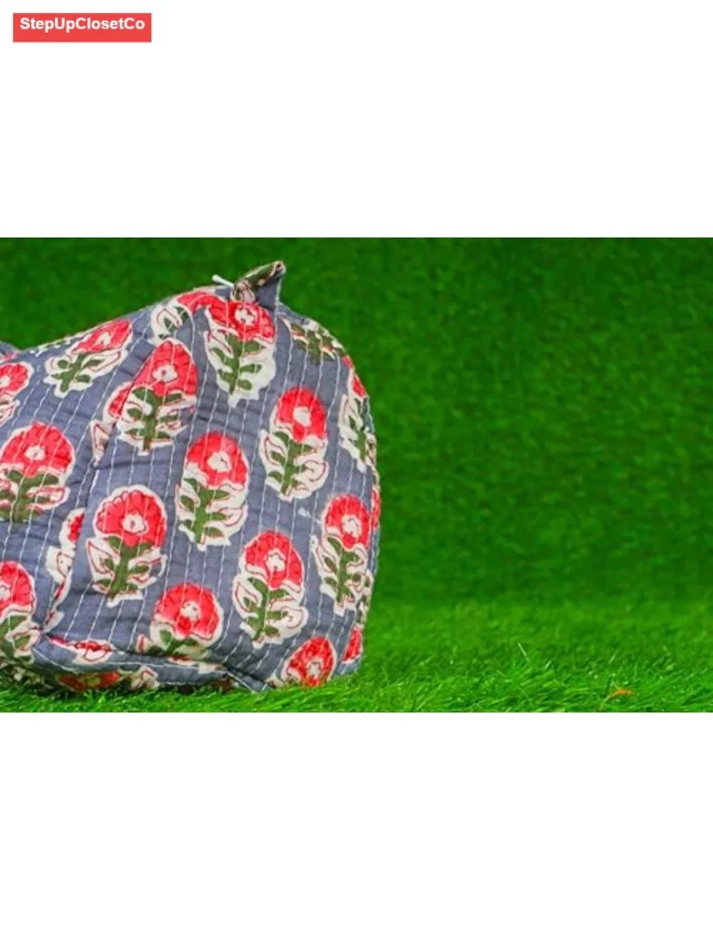 Indian Hand Block Print Cotton Quilted Toiletry Bag Large Makeup Cosmetic
